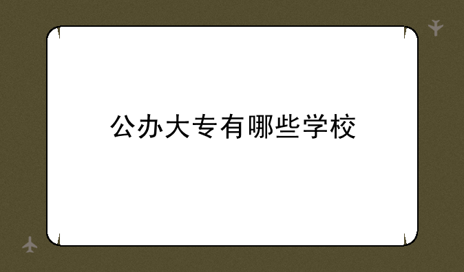 公办大专有哪些学校