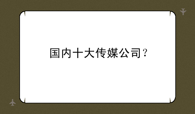 国内十大传媒公司？