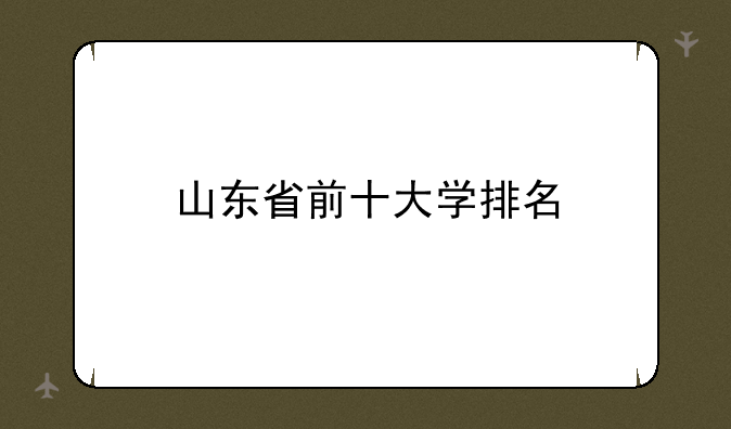 山东省前十大学排名