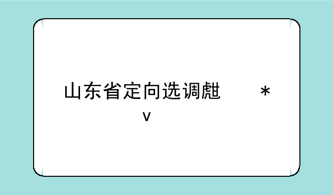 山东省定向选调生报考条件