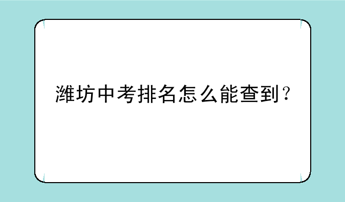 潍坊中考排名怎么能查到？