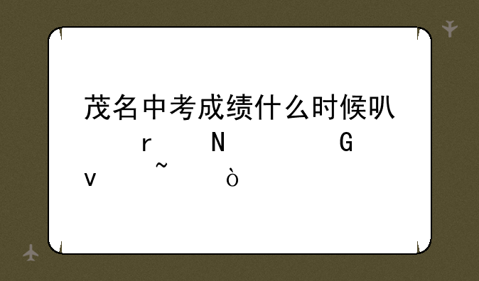 茂名中考成绩什么时候可以在哪个网址查？