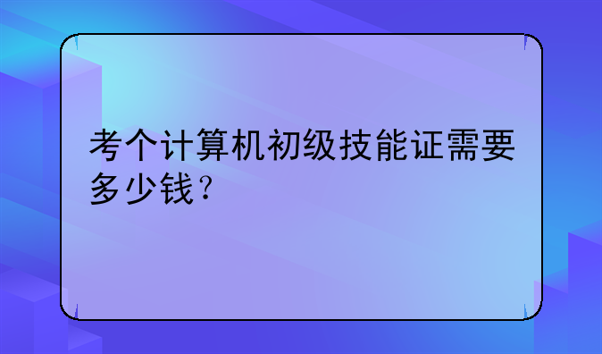 考个计算机初级技能证需要多少钱？
