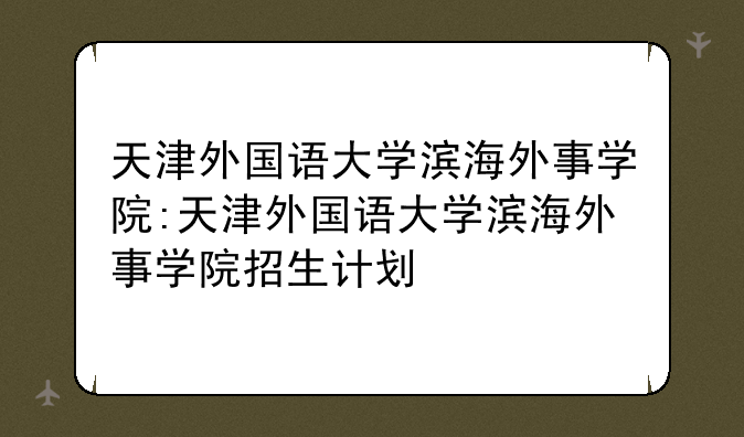 天津外国语大学滨海外事学院:天津外国语大学滨海外事学院招生计划