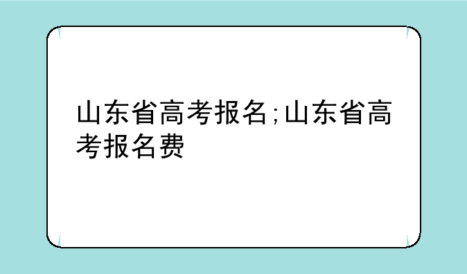 山东省高考报名;山东省高考报名费
